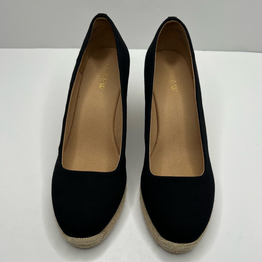 J. Crew Factory Canvas Espadrille Wedges Black Size 7.5 - Picture 2 of 14